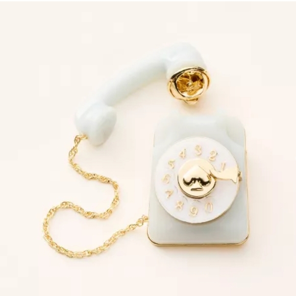 Kate Spade x Target Telephone Brooch Nostalgic Rotary Dial Phone Blue & White - Picture 8 of 14